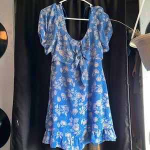 blue floral print dress